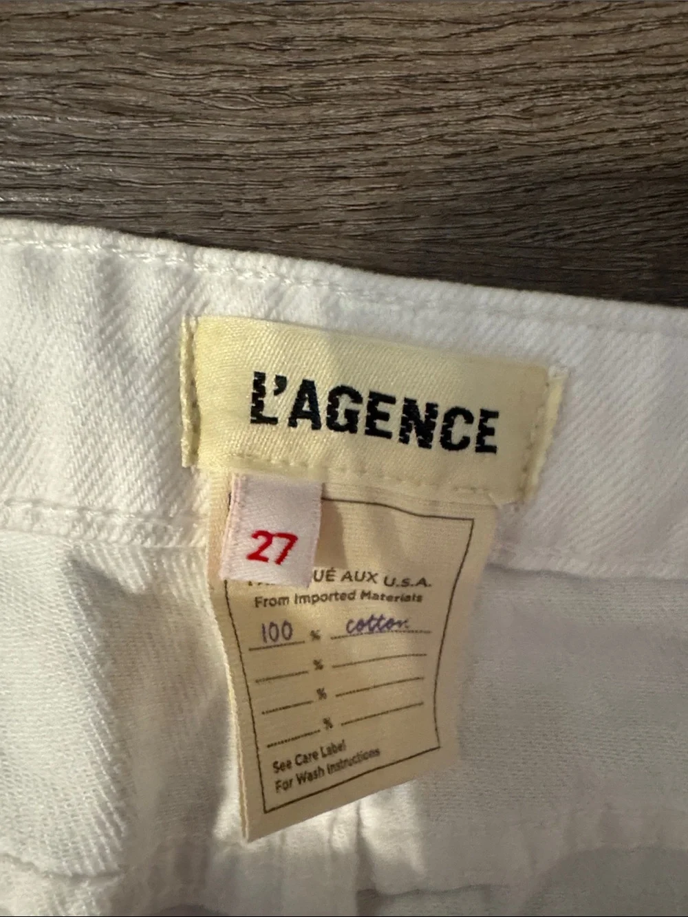 L'AGENCE White Slim Straight Jeans Milana 27